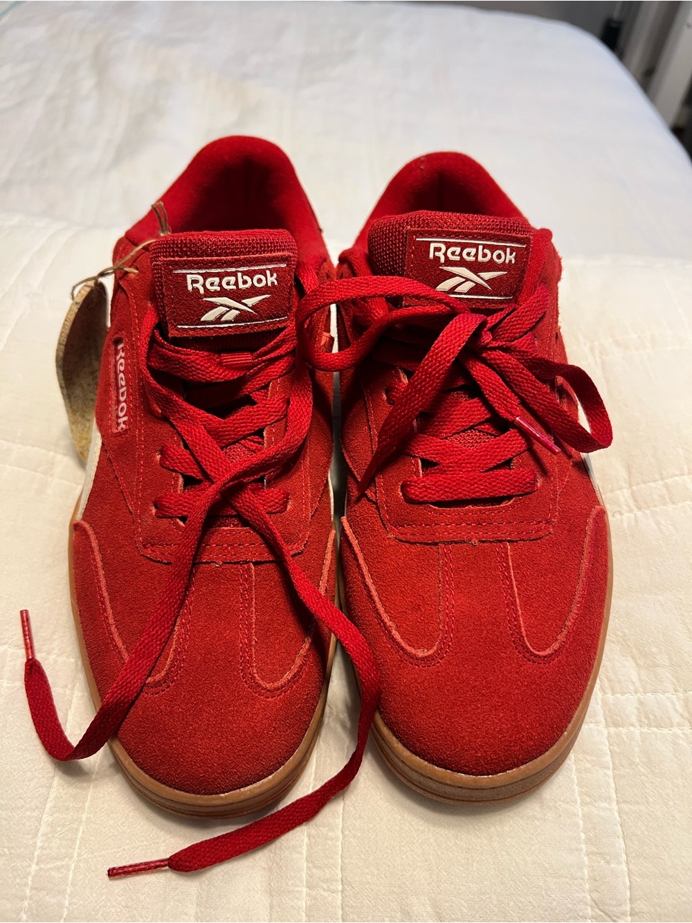 Reebok Red Suede Low-Top Sneakers